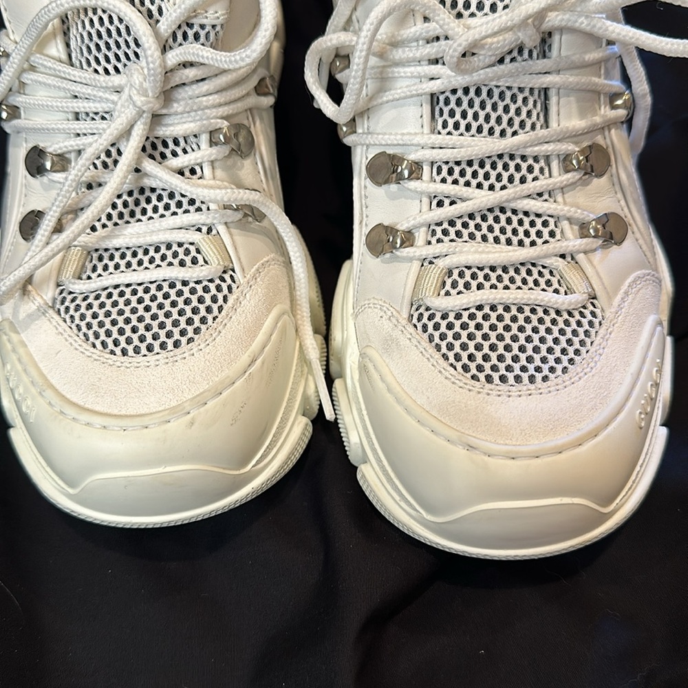 GUCCI Flashtrek Leather & Mesh Sneakers Size 37 - Picture 3 of 5